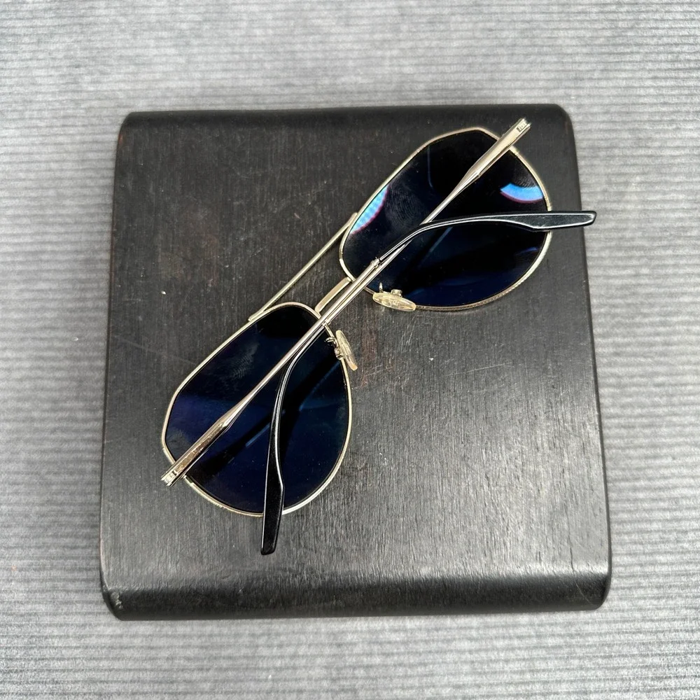 Marc Jacobs Gold Aviator Y2K Sunglasses Blue Green Mirror Lens 050561-907 Italy